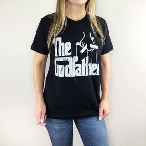 THE GODFATHER movie logo black and white graphic tee size Medium